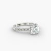 IGI Lab-Grown 1.50 Carat E-VS1 Ideal Cut Round Diamond French Cut Pavé Diamond Engagement Ring