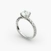 IGI Lab-Grown 1.50 Carat E-VS1 Ideal Cut Round Diamond French Cut Pavé Diamond Engagement Ring