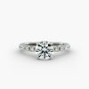 IGI Lab-Grown 1.50 Carat E-VS1 Ideal Cut Round Diamond French Cut Pavé Diamond Engagement Ring