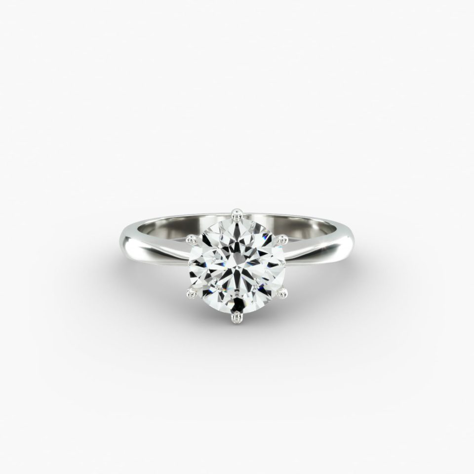 IGI Lab-Grown 1.58 Carat E-SI1 Ideal Cut Round Diamond Six Prong Wire Basket Engagement Ring