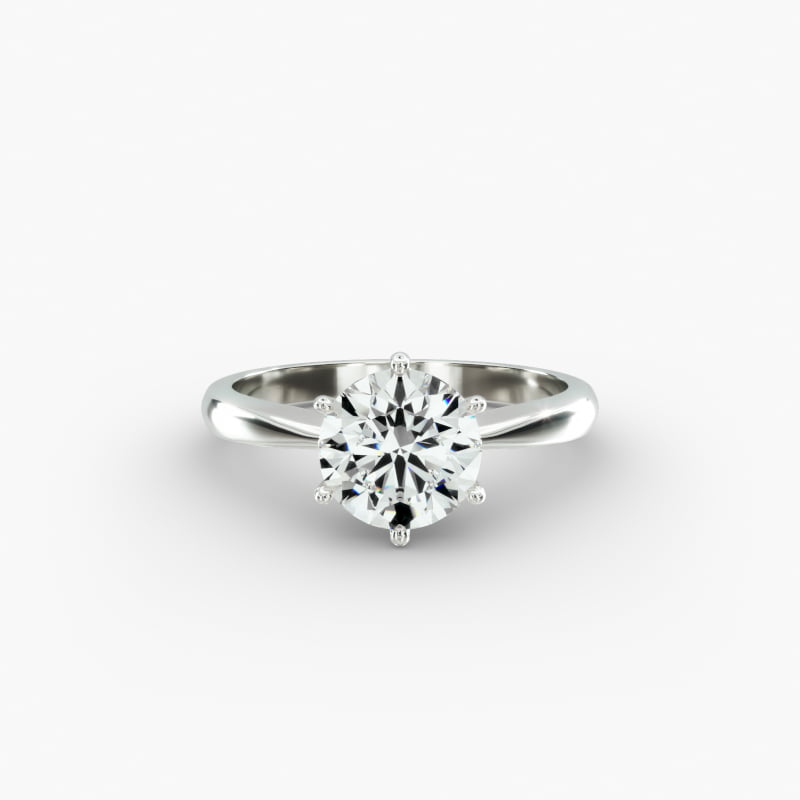 14K White Gold Six Prong Wire Basket Engagement Ring