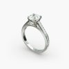 18K White Gold Thin Channel Set Round Shaped Diamond Engagement Ring
