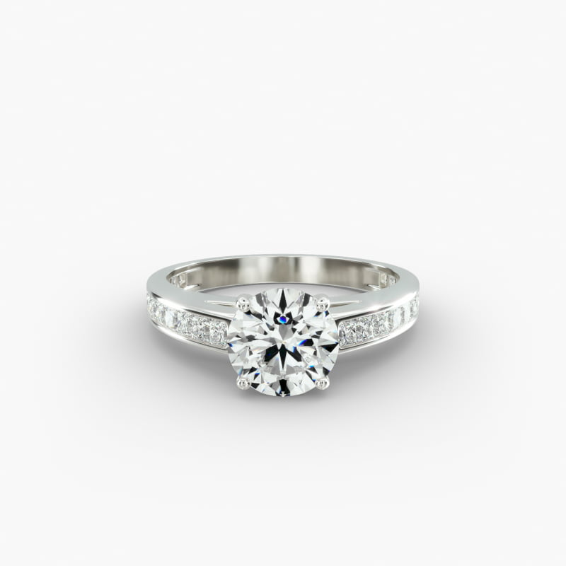 14K Rose Gold Channel Set Princess Shaped Diamond Engagement Ring