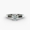18K White Gold Flat Edged Diamond Solitaire Engagement Ring