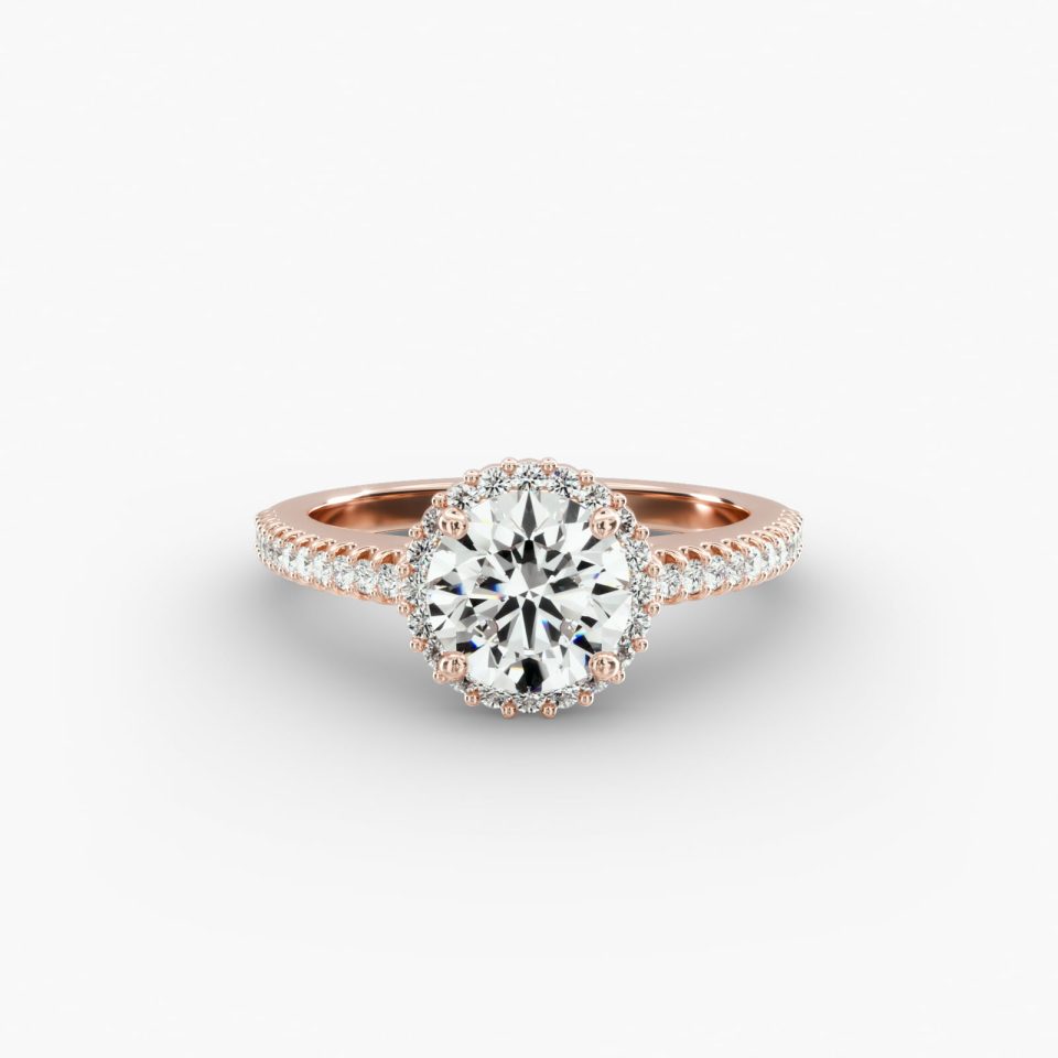 IGI Lab-Grown 1.65 Carat F-SI1 Ideal Cut Round Diamond Petite Diamond Halo Engagement Ring