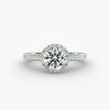 14K White Gold Petite Diamond Halo Engagement Ring