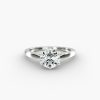 14K White Gold Petite Flower Solitaire Engagement Ring