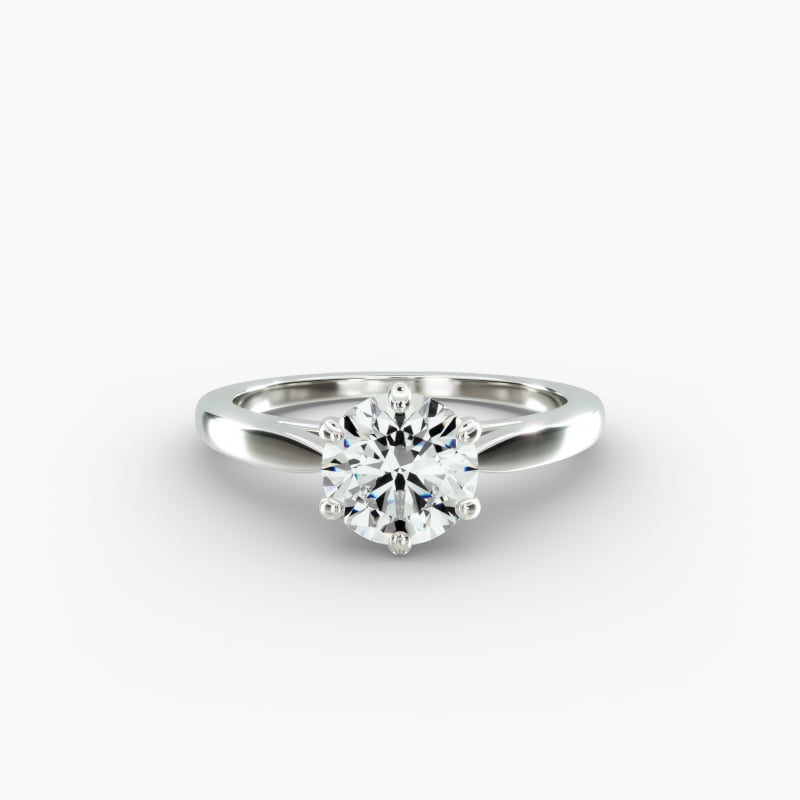 14K White Gold Petite Flower Solitaire Engagement Ring