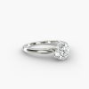 14K White Gold Petite Flower Solitaire Engagement Ring