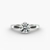 14K White Gold Petite Flower Solitaire Engagement Ring
