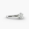 14K White Gold Petite Flower Solitaire Engagement Ring