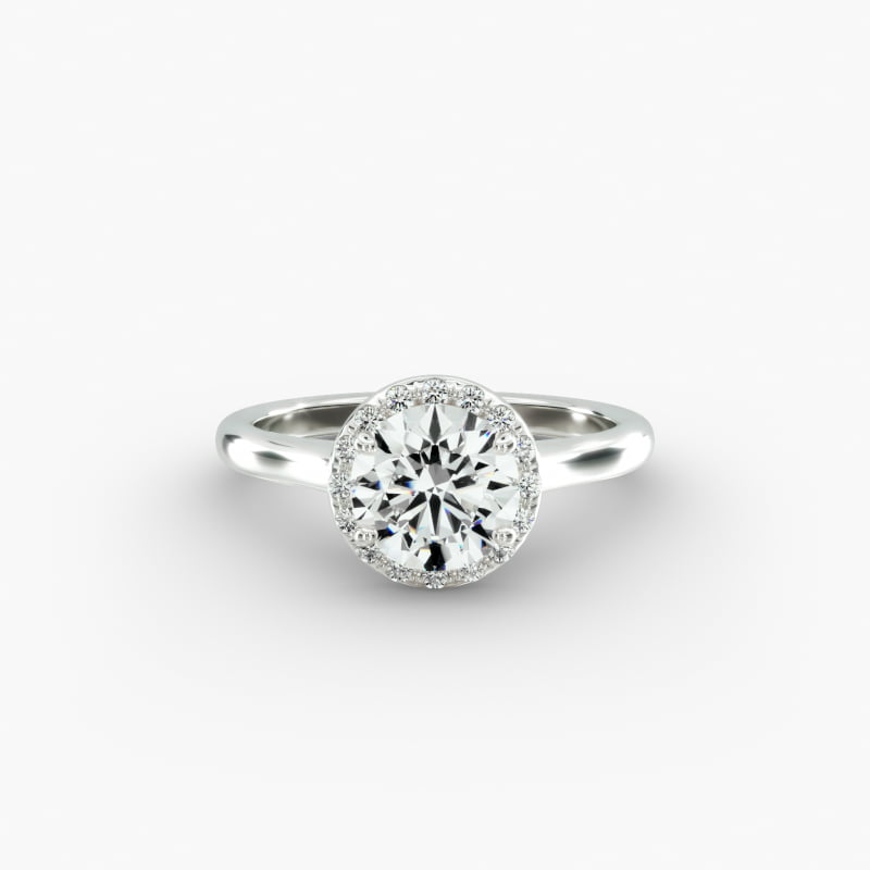 14K Rose Gold Pavé Halo Engagement Ring (Round Center)