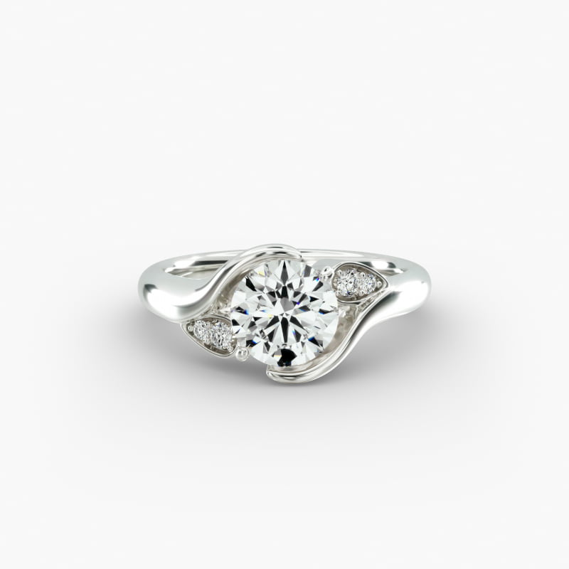 14K Rose Gold Modern Leaf Bypass Engagement Ring