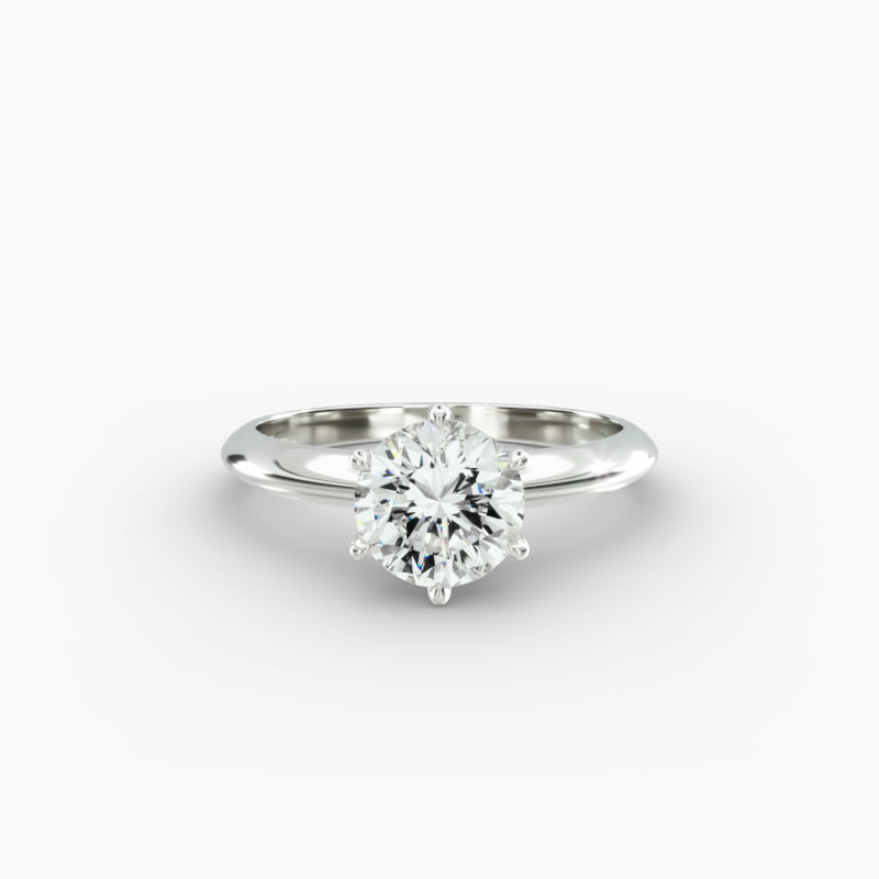 14K White Gold Six Prong Knife Edged Solitaire Engagement Ring