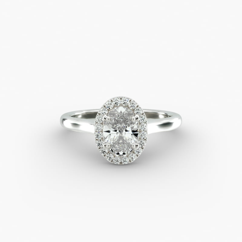 14K Rose Gold Pavé Halo Diamond Engagement Ring (Oval Center)