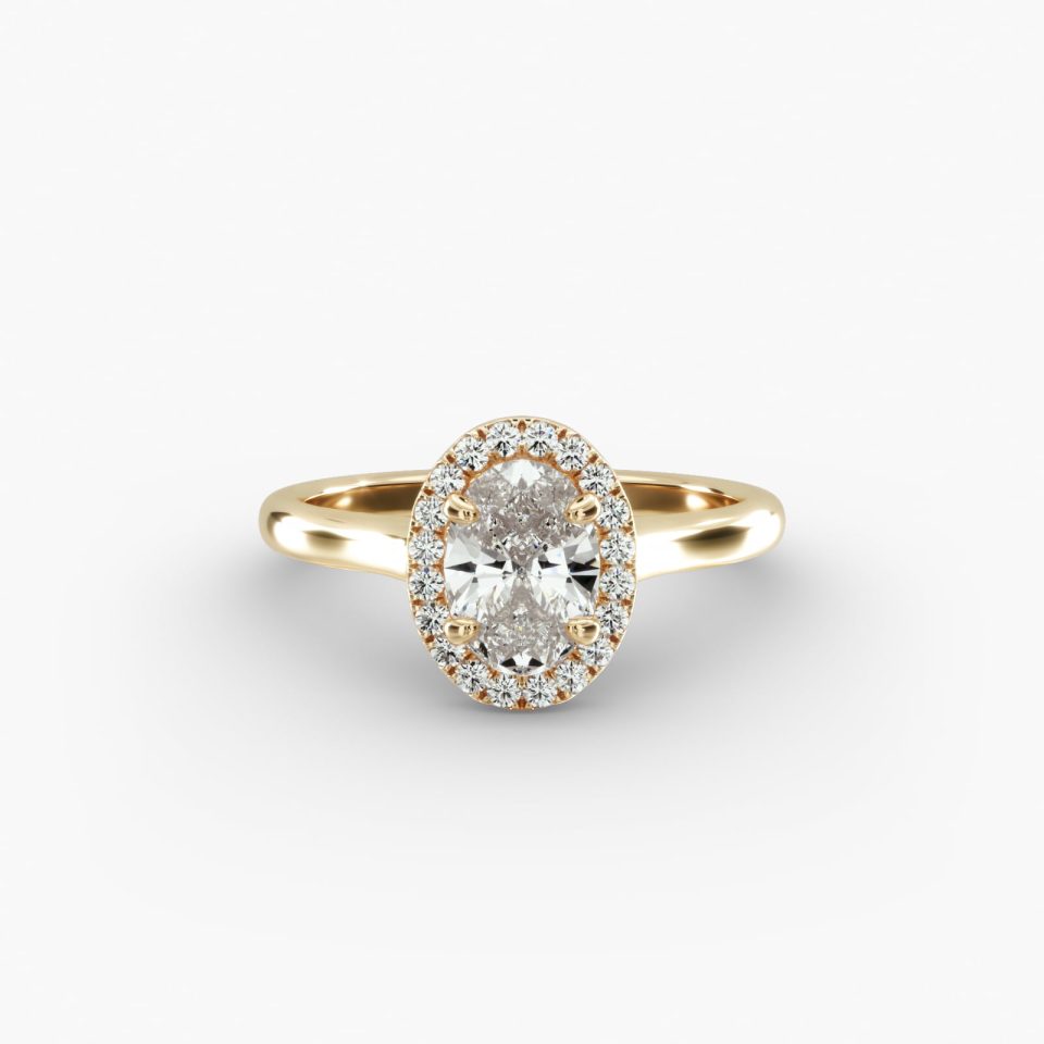 IGI Lab-Grown 2.08 Carat D-SI1 Very Good Cut Oval Diamond Pavé Halo Diamond Engagement Ring (Oval Center)