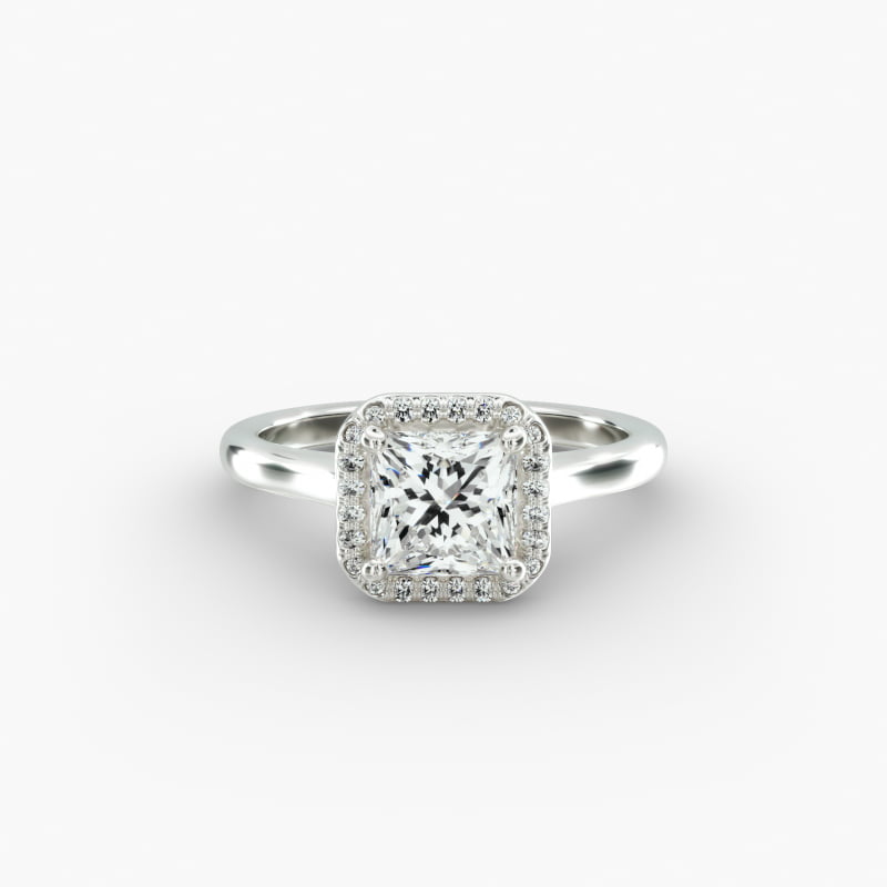 14K Rose Gold Pavé Halo Diamond Engagement Ring
