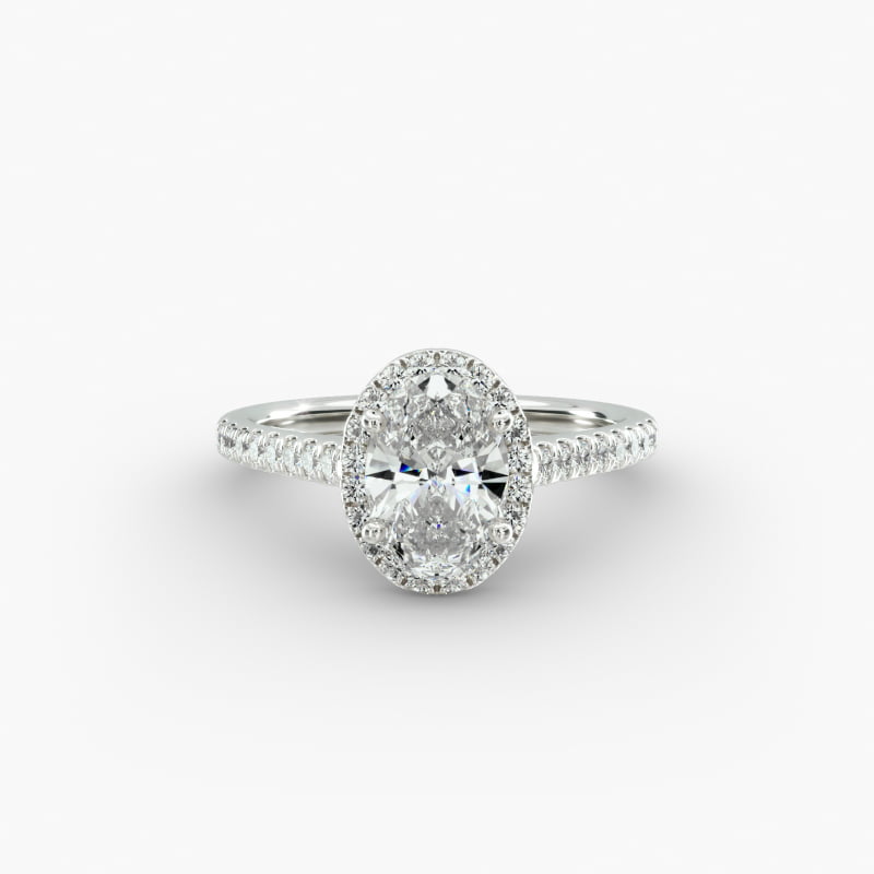 14K Rose Gold Pavé Halo Diamond Engagement Ring (Oval Center)