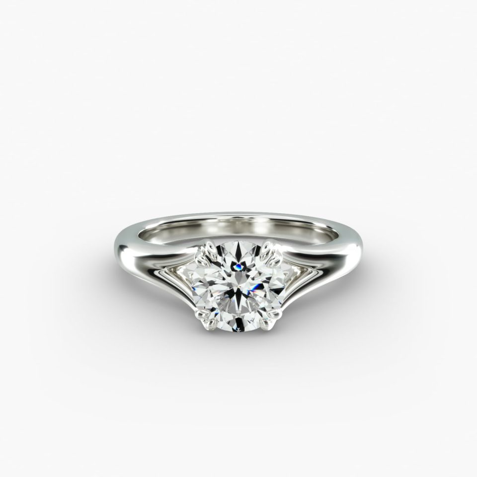 IGI Lab-Grown 1.39 Carat D-VS1 Ideal Cut Round Diamond Split Shank Double Claw Solitaire Engagement Ring