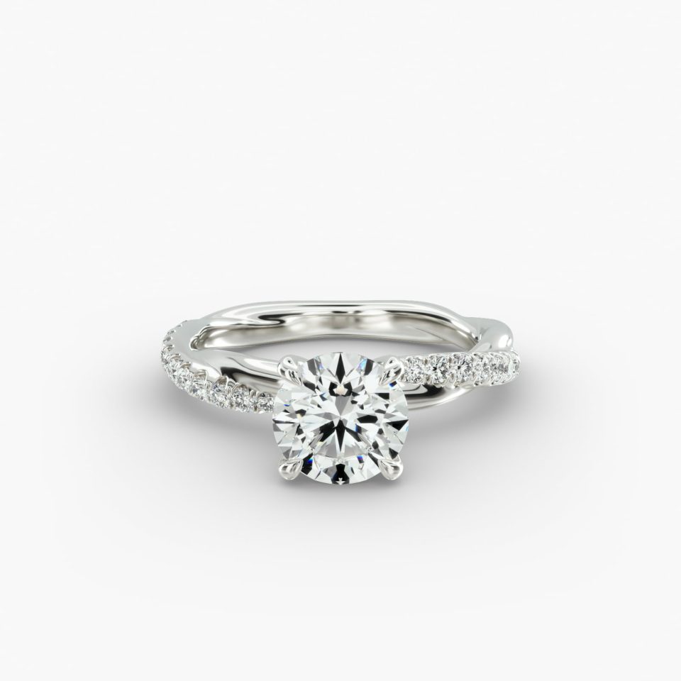 IGI Lab-Grown 1.37 Carat E-VS1 Ideal Cut Round Diamond Pavé Rope Engagement Ring