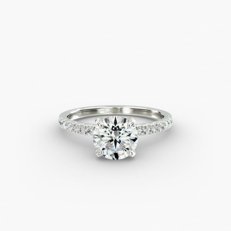 Petite Pavé Crown Diamond Engagement Ring