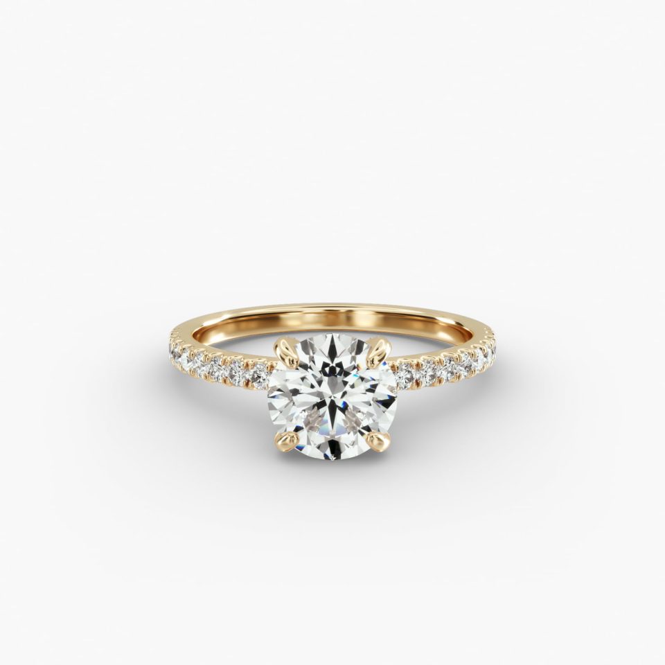 IGI Lab-Grown 1.28 Carat E-VVS2 Ideal Cut Oval Diamond Petite Pavé Crown Diamond Engagement Ring