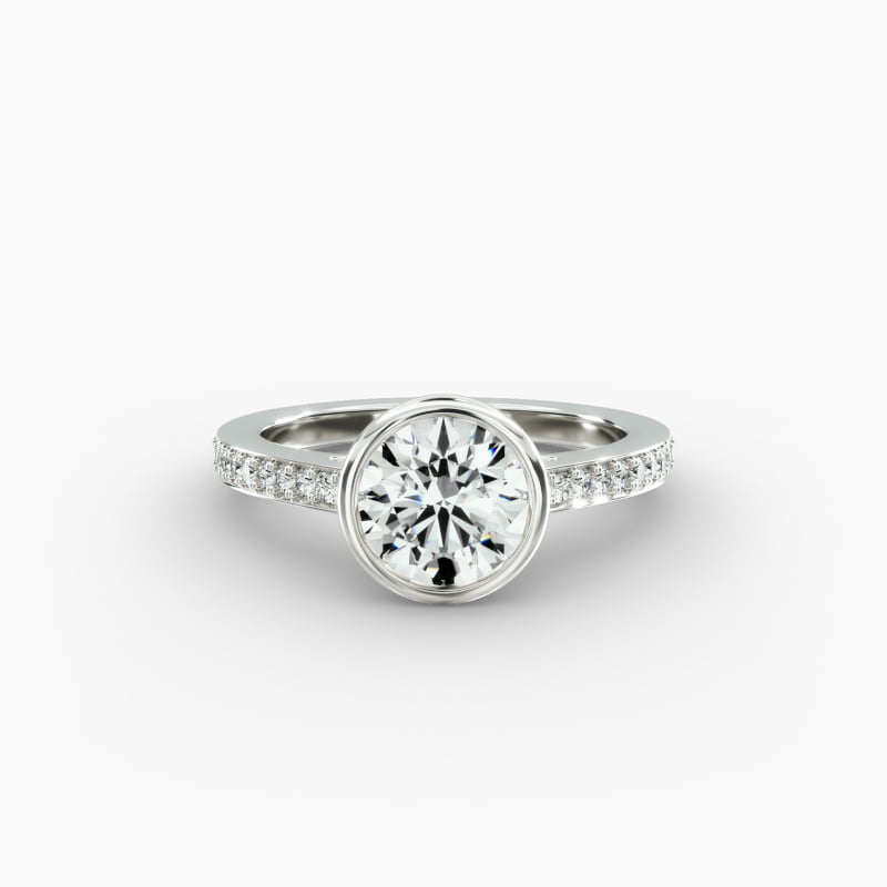 Bezel Set Pavé Diamond Engagement Ring