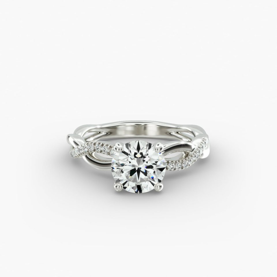IGI Lab-Grown 1.43 Carat D-VS2 Ideal Cut Round Diamond Solo Infinity Engagement Ring