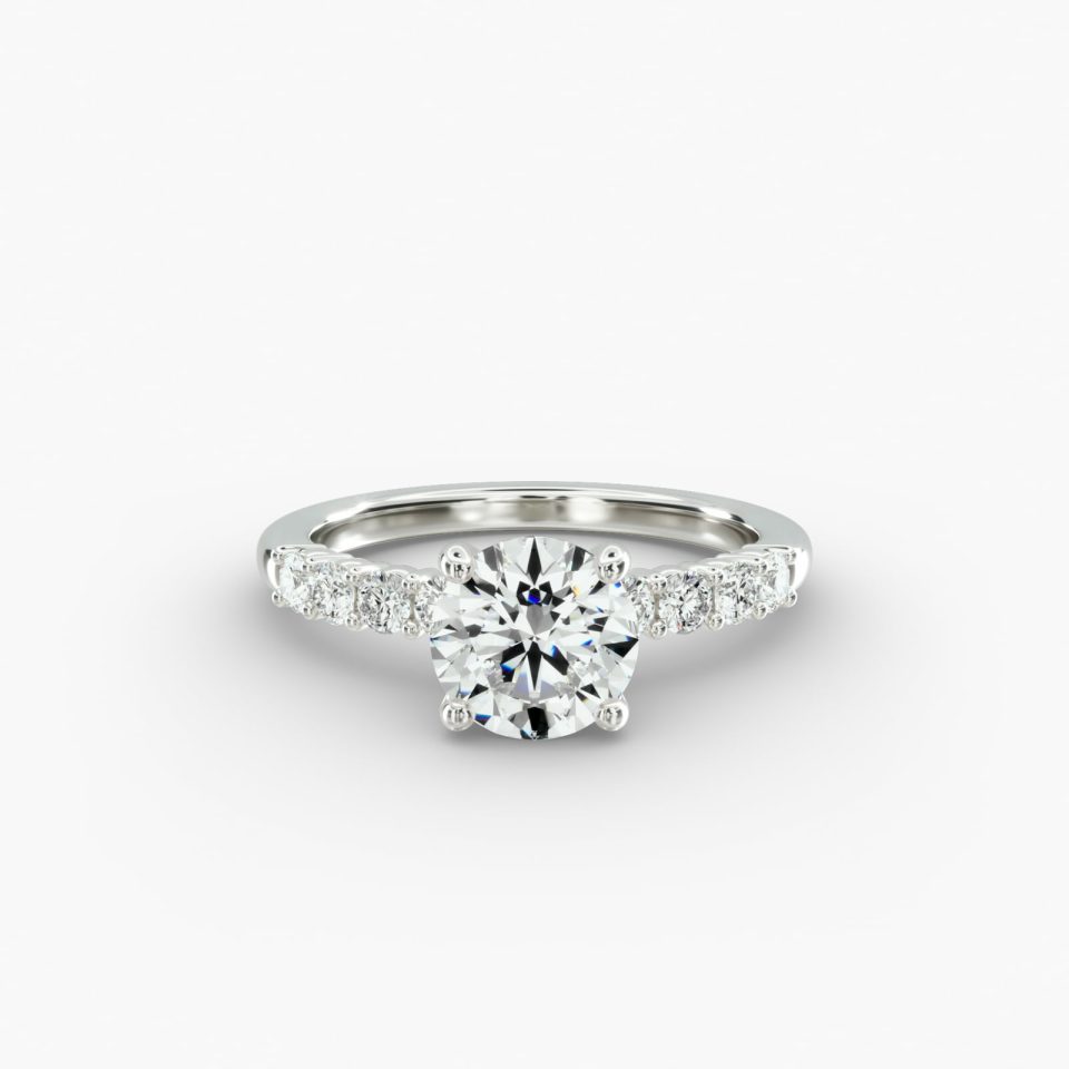 IGI Lab-Grown 1.48 Carat E-VS1 Ideal Cut Round Diamond Prong Set Diamond Engagement Ring