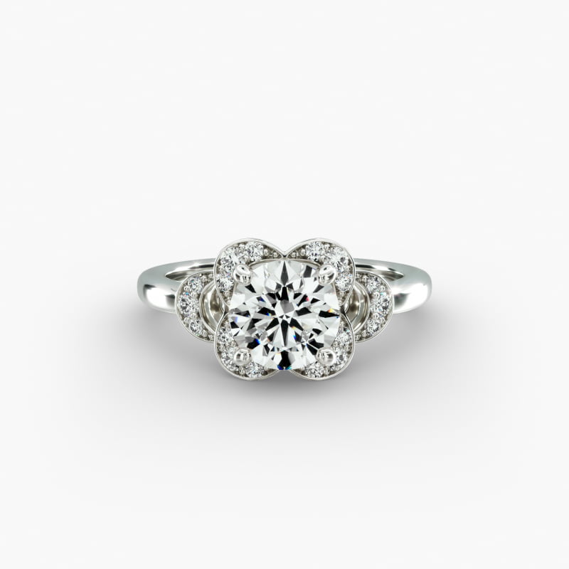 Art Deco Inspired Flower Halo Engagement Ring
