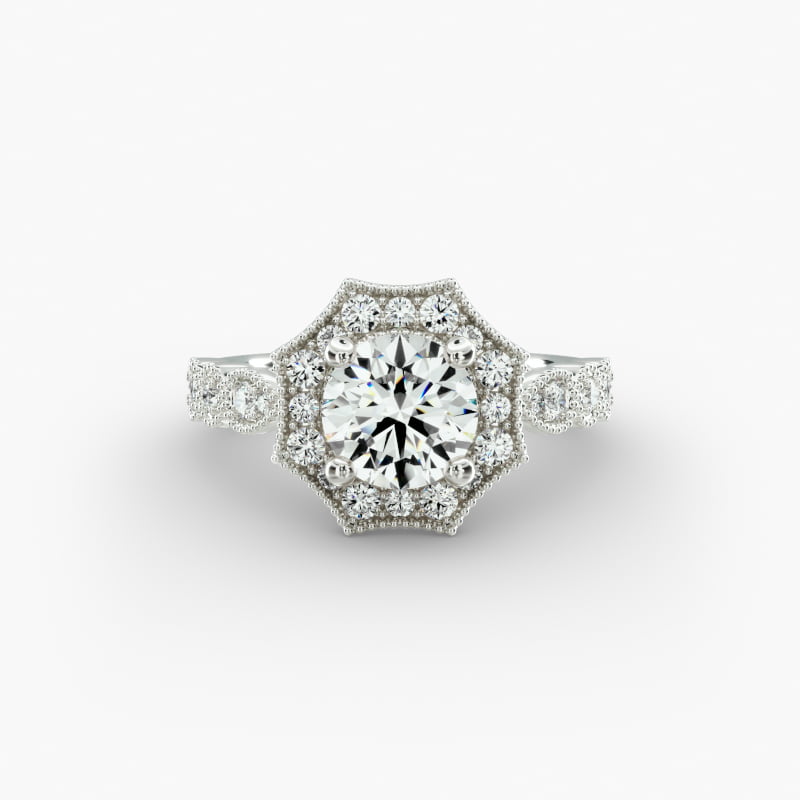 14K Rose Gold Octagonal Halo Engagement Ring