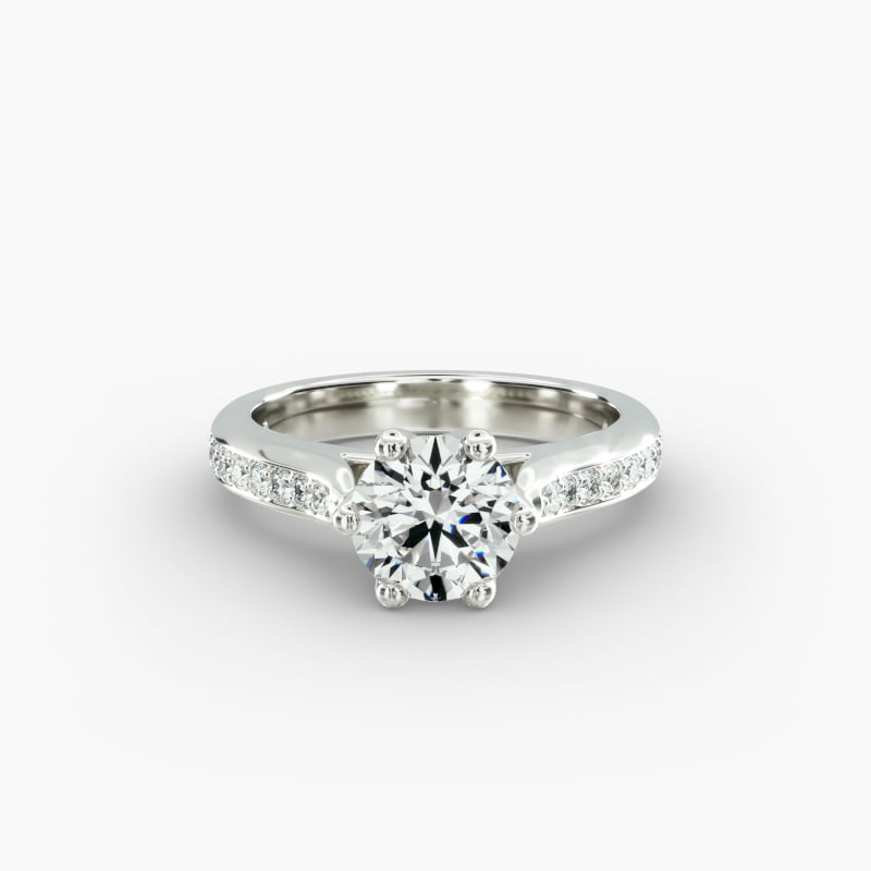 14K White Gold Trellis Pavé Engagement Ring