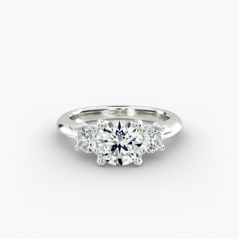 14K White Gold Three Stone Diamond Engagement Ring with Scroll Undergallery