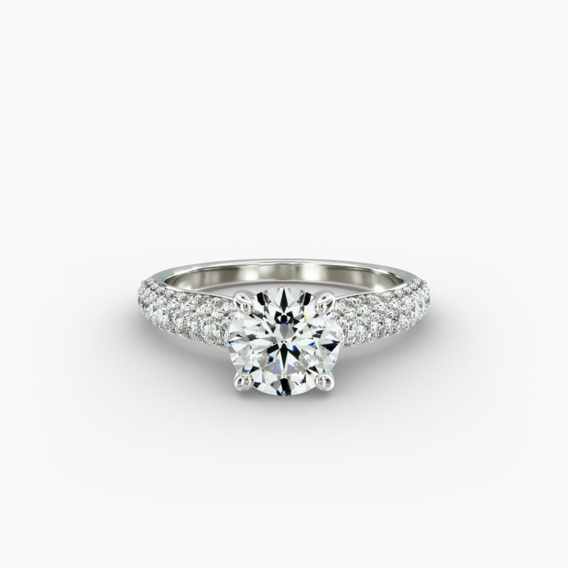 14K Rose Gold Graduated Triple Row Pavé Engagement Ring