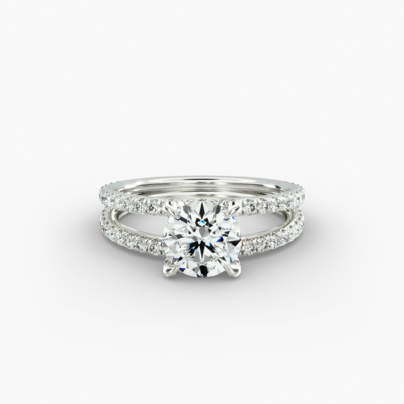 Pavé Split Shank Contour Diamond Engagement Ring