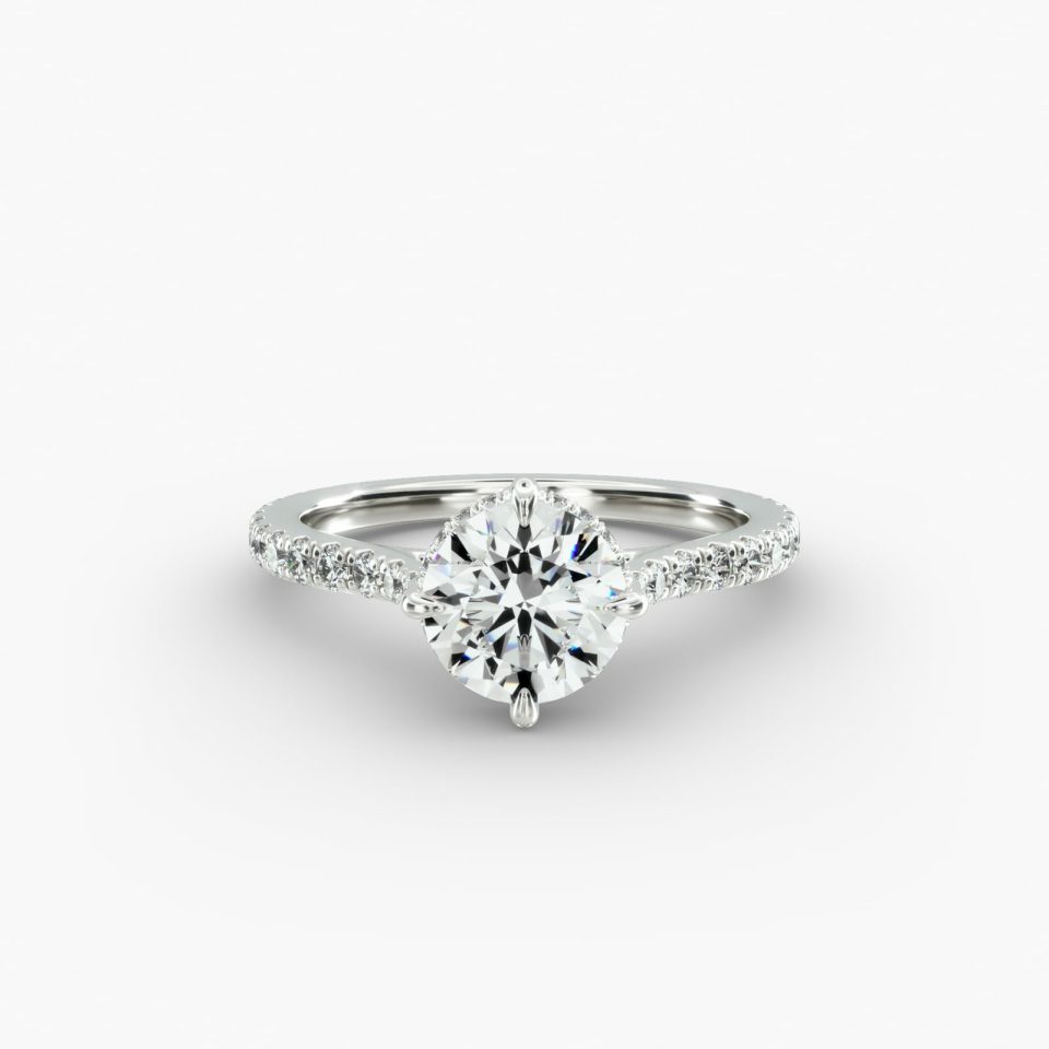 IGI Lab-Grown 1.44 Carat D-VVS2 Ideal Cut Pear Diamond Cathedral Pavé Crown Diamond Engagement Ring