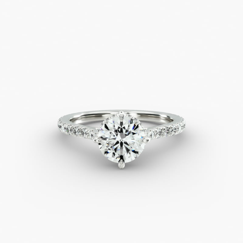 Cathedral Pavé Crown Diamond Engagement Ring