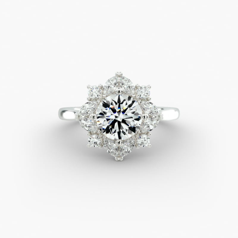 Marquise Cluster Halo Diamond Engagement Ring