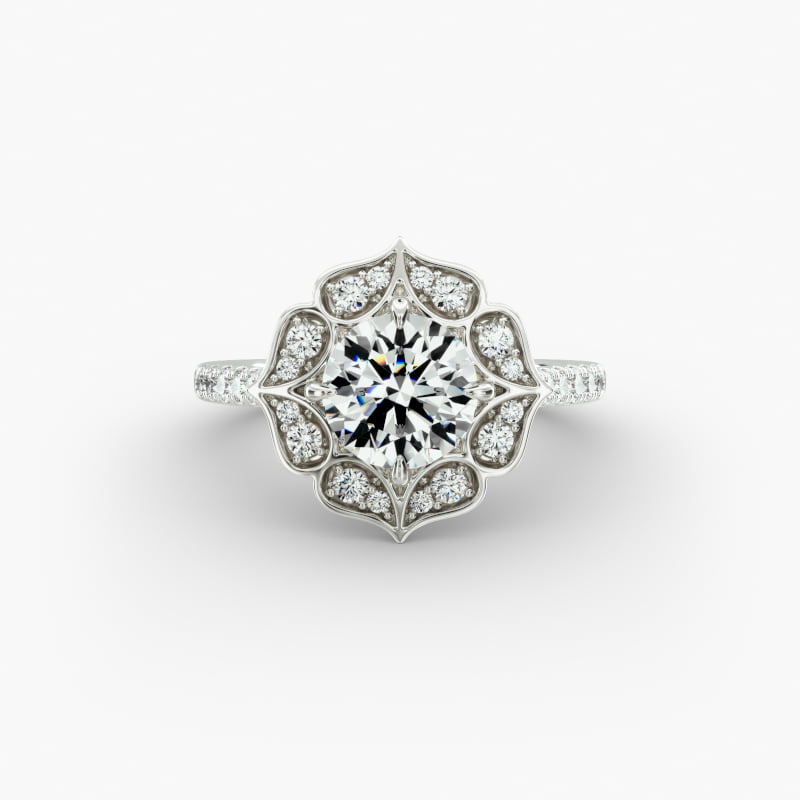 Tear Drops Halo Diamond Engagement Ring