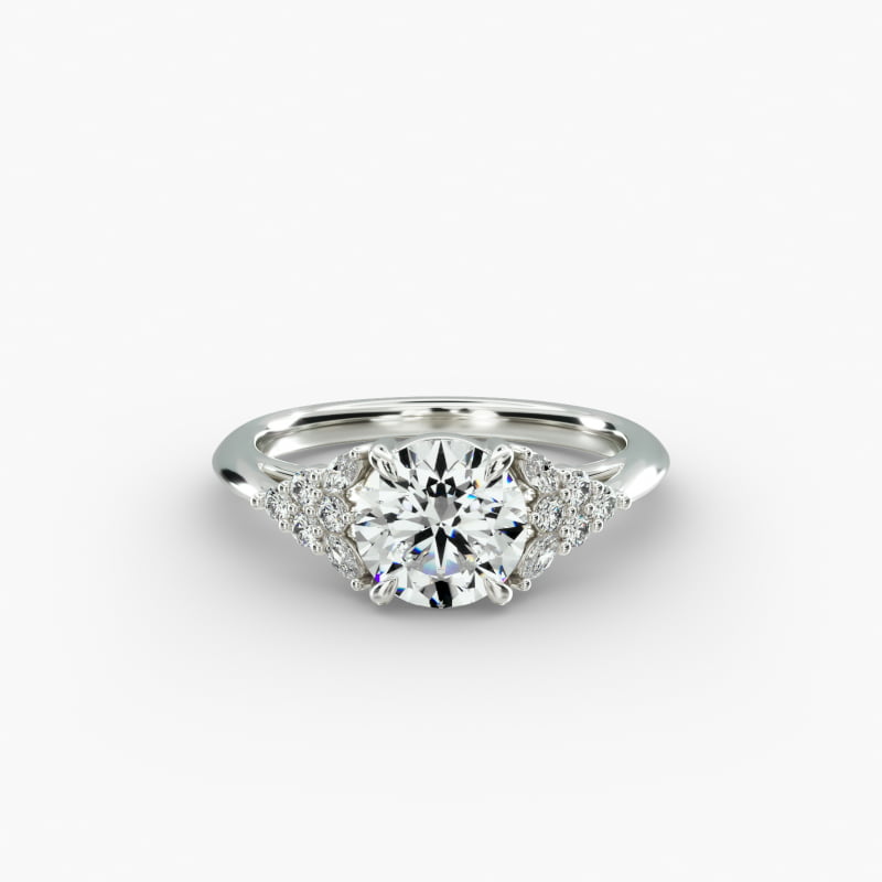 Diamond Chevron Knife Edge Engagement Ring