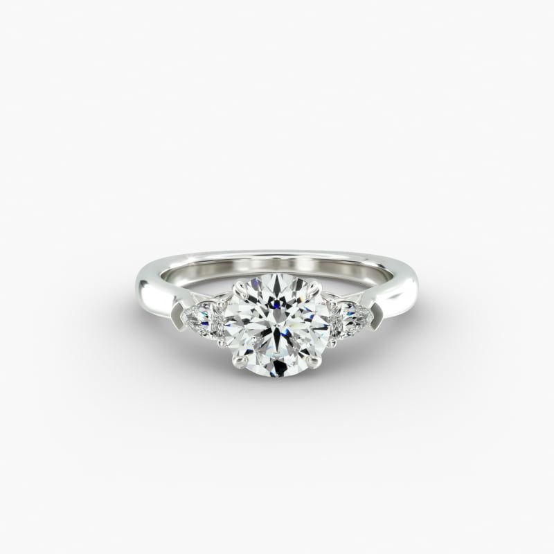 Three Stone Pear Shaped Engagement Ring