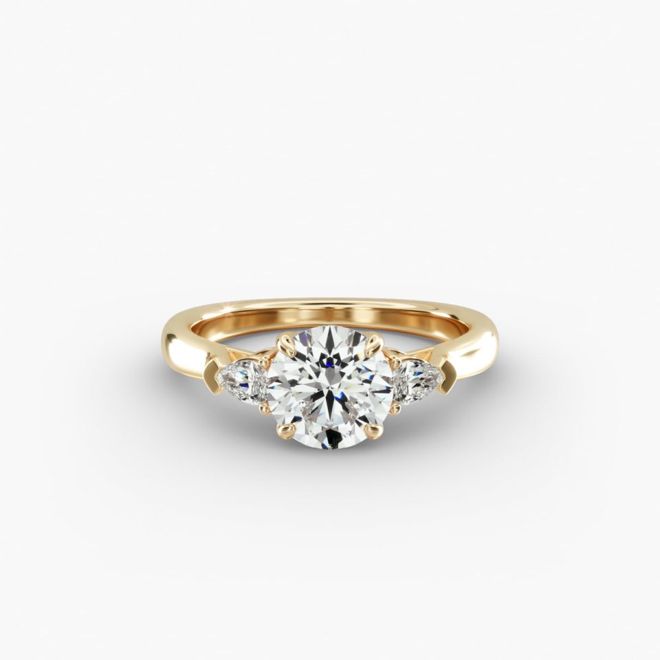 IGI Lab-Grown 1.52 Carat E-VS2 Ideal Cut Oval Diamond Three Stone Pear Shaped Engagement Ring