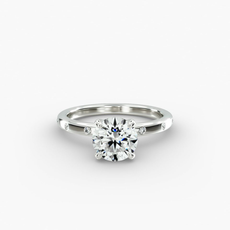 IGI Lab-Grown 1.29 Carat D-VVS2 Ideal Cut Princess Diamond Sleek Accent Diamond Engagement Ring