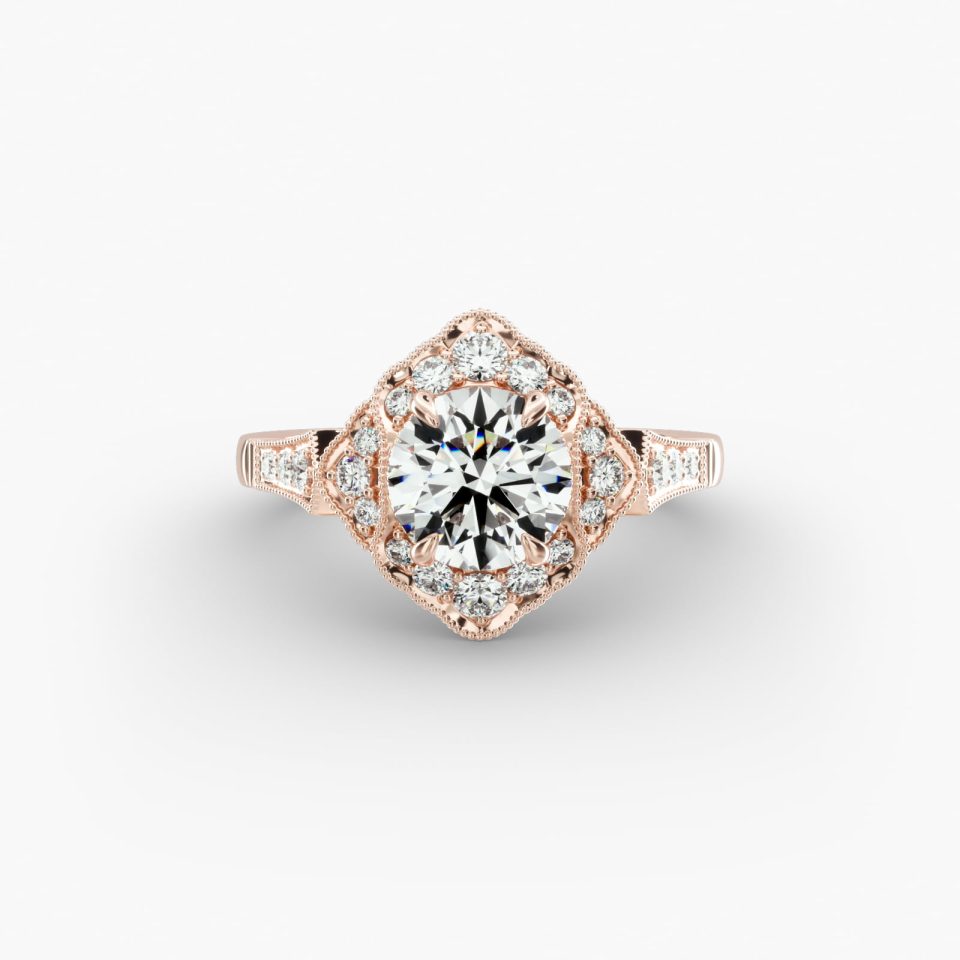 IGI Lab-Grown 1.48 Carat E-VS1 Ideal Cut Round Diamond Regal Frame Diamond Engagement Ring