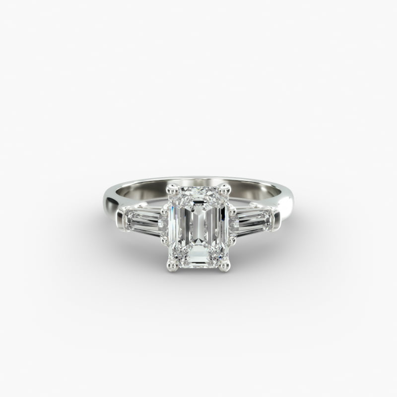 Tapered Baguette Three Stone Diamond Engagement Ring