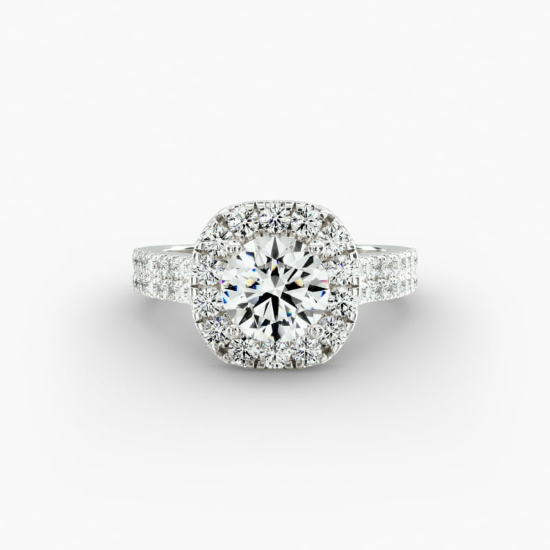 Double Shank Halo Diamond Engagement Ring