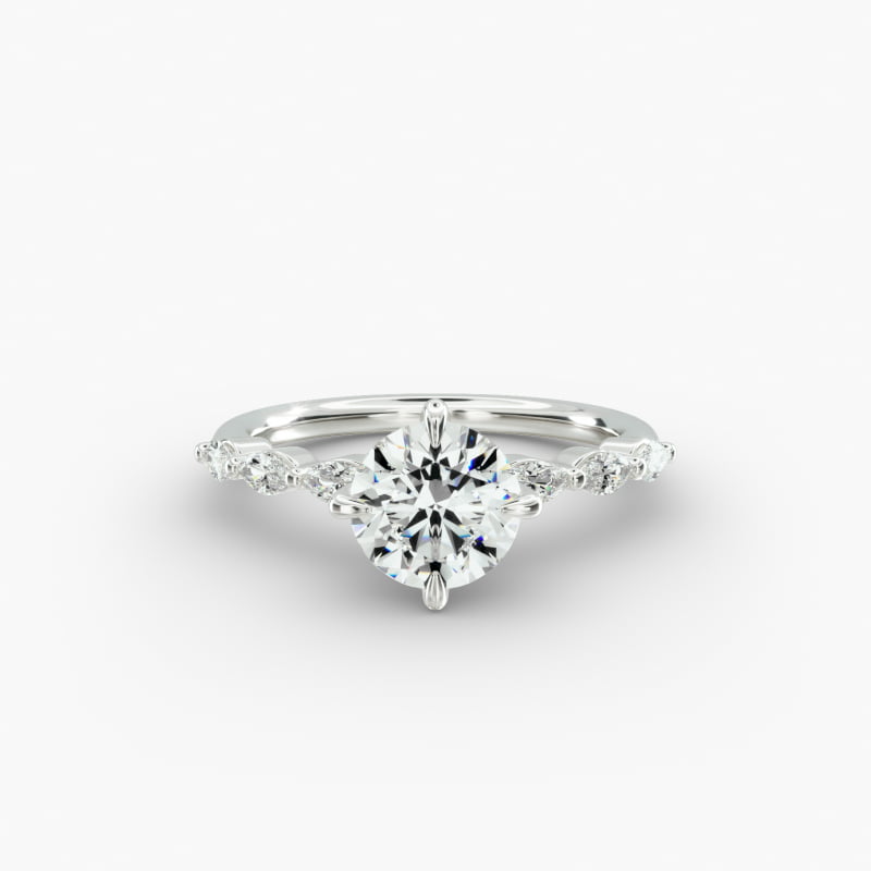 Shared Prong Marquise Side Stone Diamond Engagement Ring
