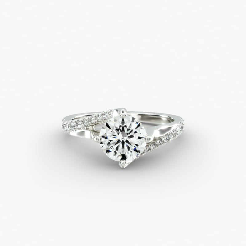 Bypass Pavé Kite-Set Engagement Ring