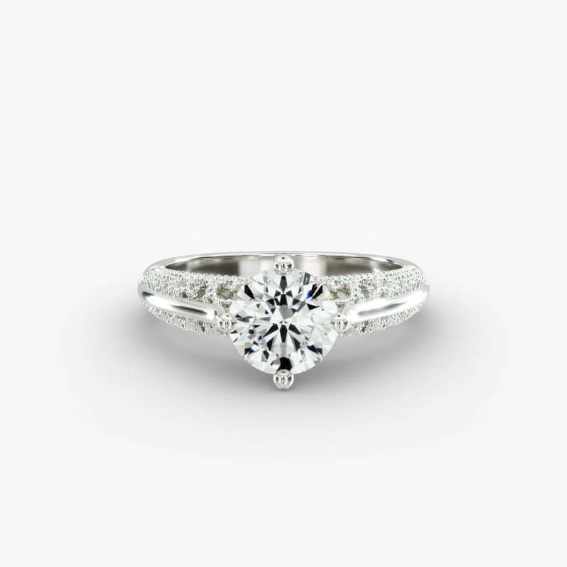 Beaded Filigree Cathedral Kite-Set Engagement Ring