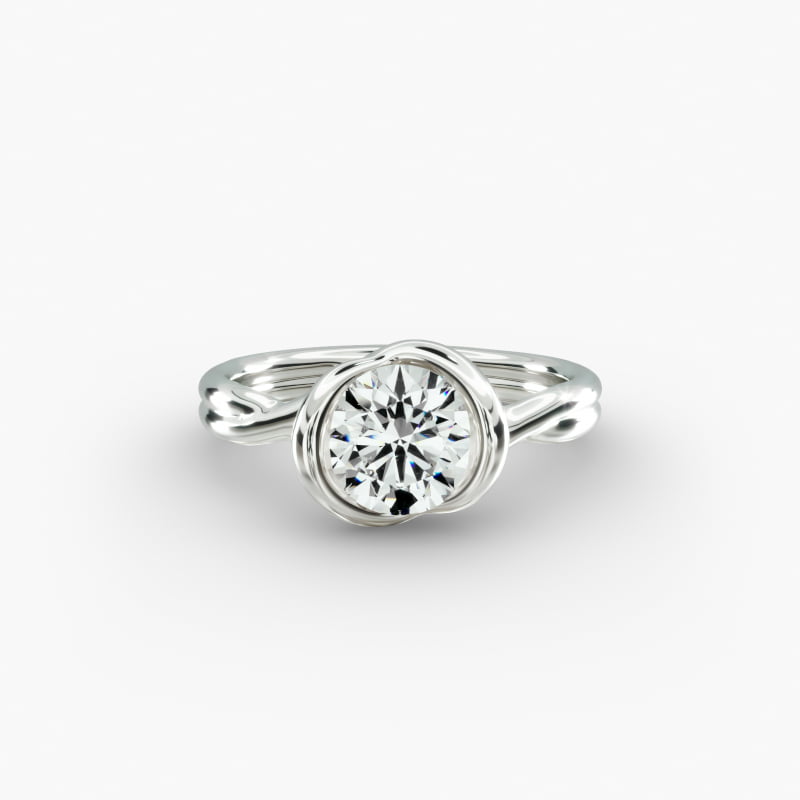 Half Bezel Knot Solitaire Engagement Ring